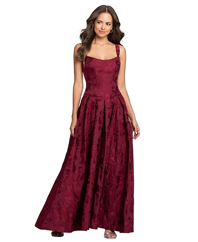 Betsy & Adam Women's Floral A-Line Gown