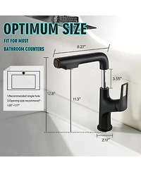 Busdays Single Hole Vessel Bathroom Faucet Pull Down with Lift Spout Dual Spray Modes for Sink