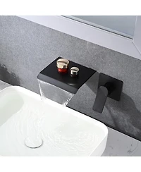 Busdays Wall Mount Bathtub Faucet Single Handle Waterfall Spout Rough In Valve Included High Flow Filler