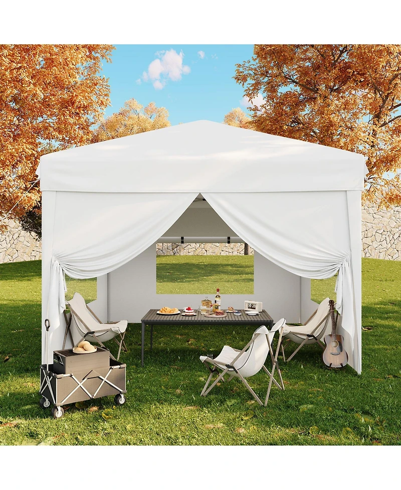 homfan 10x10 ft Pop Up Canopy with Sidewalls, Sandbags and Carry Bag