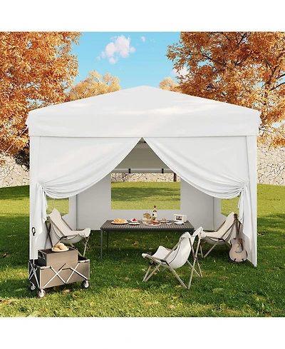 homfan 10x10 ft Pop Up Canopy with Sidewalls, Sandbags and Carry Bag
