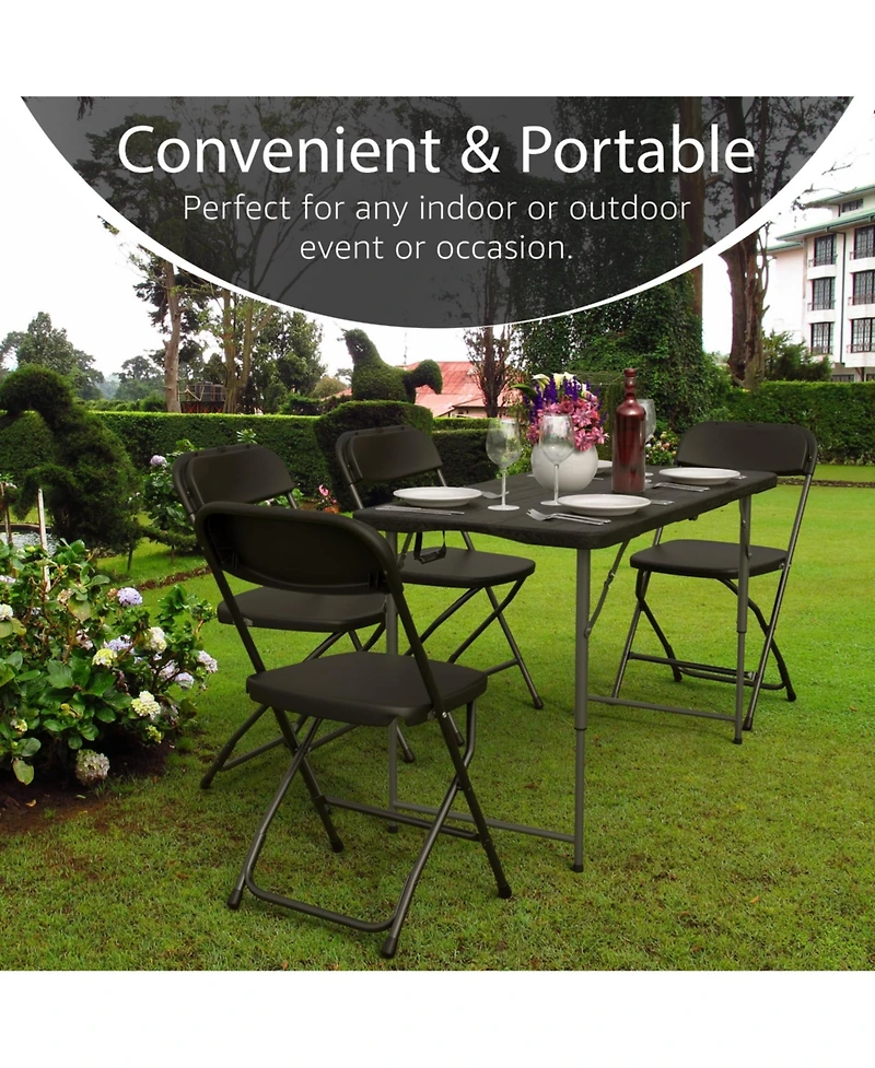 Aofar 4 Feet Folding Table Adjustable Height Steel Portable Handle