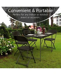 Aofar 4 Feet Folding Table Adjustable Height Steel Portable Handle