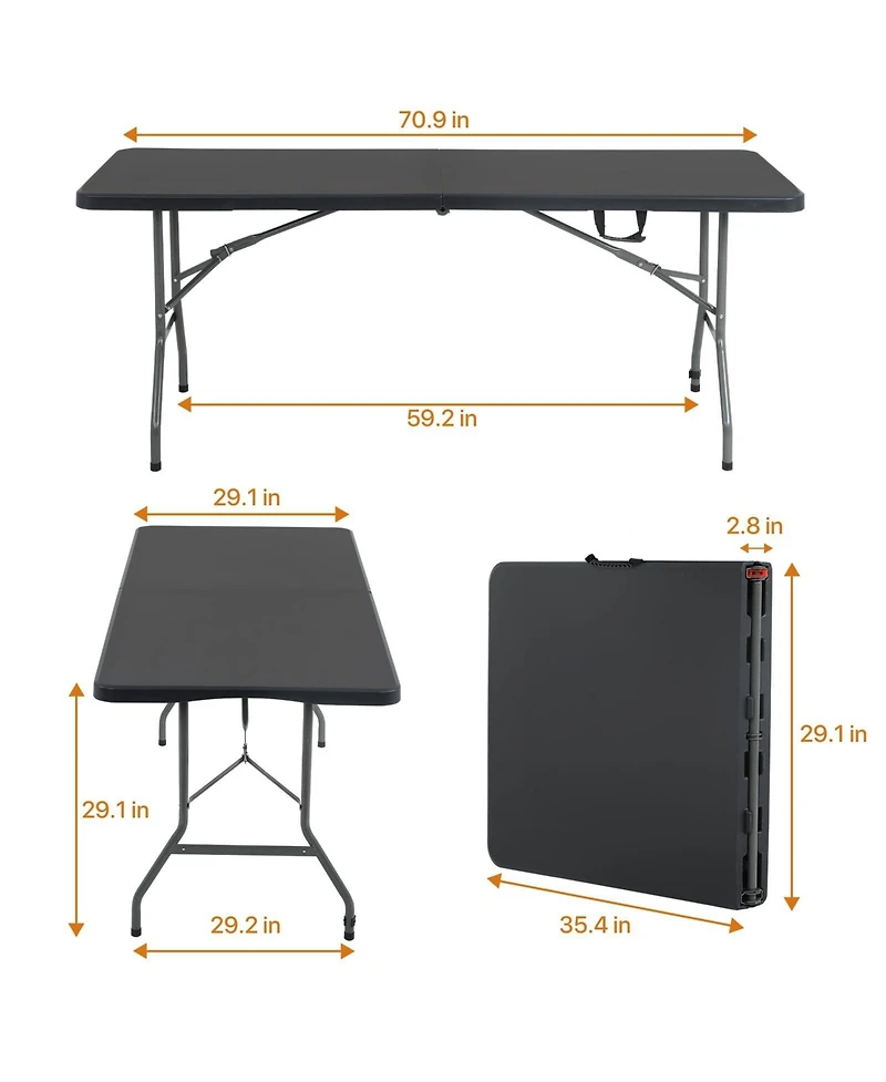 Aofar 6feet Folding Table Heavy Duty Plastic Portable Camping Dining Party