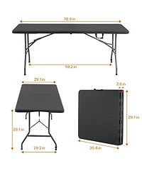 Aofar 6feet Folding Table Heavy Duty Plastic Portable Camping Dining Party