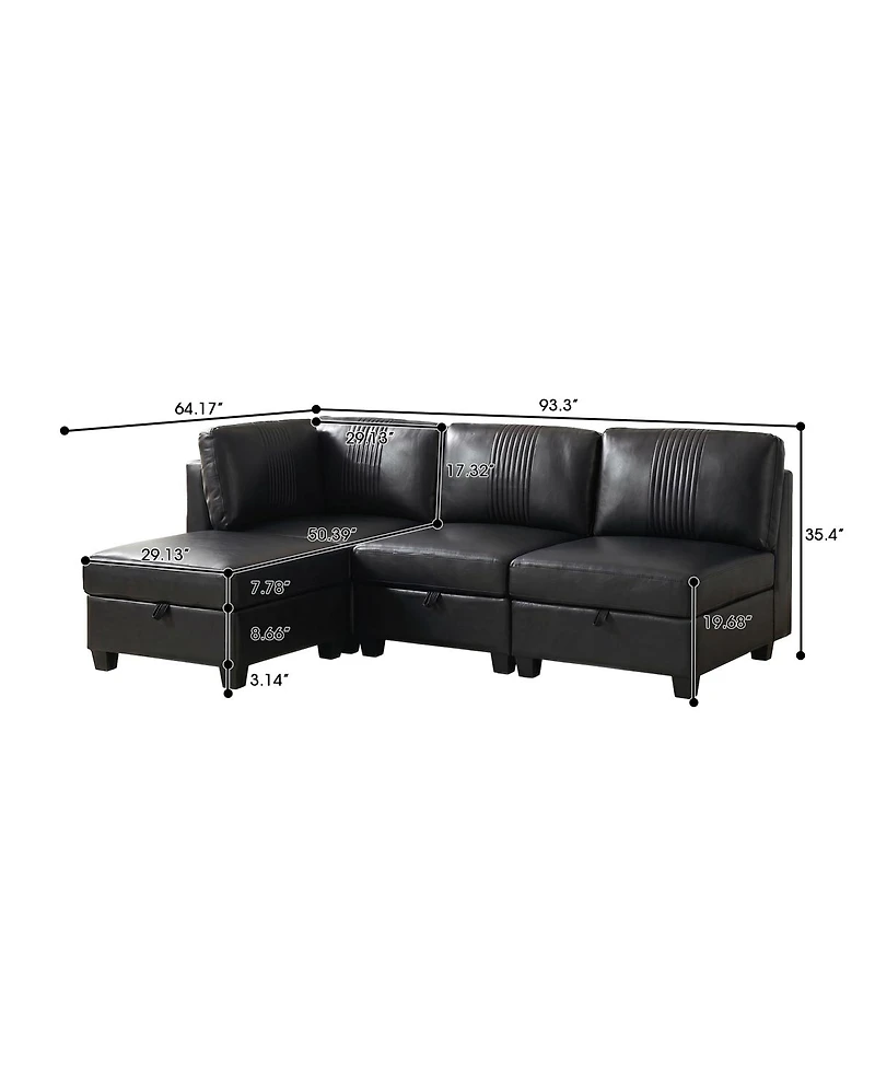 Streamdale Furniture Flexible Modular 4-Seater Sofa with Storage and Sleeper Function