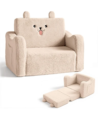 Kinder King 2-in-1 Toddler Sofa Chair Converts to Flip-Open Lounger Bed