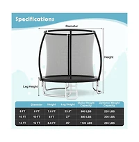 Ruie 12 ft Outdoor Heavy-Duty Recreational Trampoline with Safety Enclosure Net