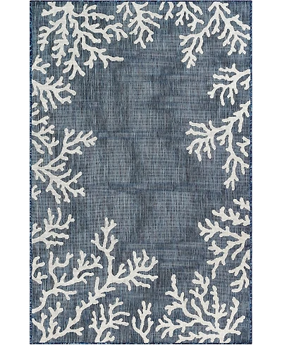 Liora Manne' Carmel Coral Border 4'10" x 7'6" Outdoor Area Rug
