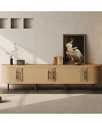 Streamdale Furniture 70" Modern Rattan Tv Stand for TVs up to 80" with Storage and Cable Management