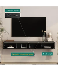 Streamdale Furniture Floating Wall-Mounted Tv Stand with Led Lights and Power Outlet3