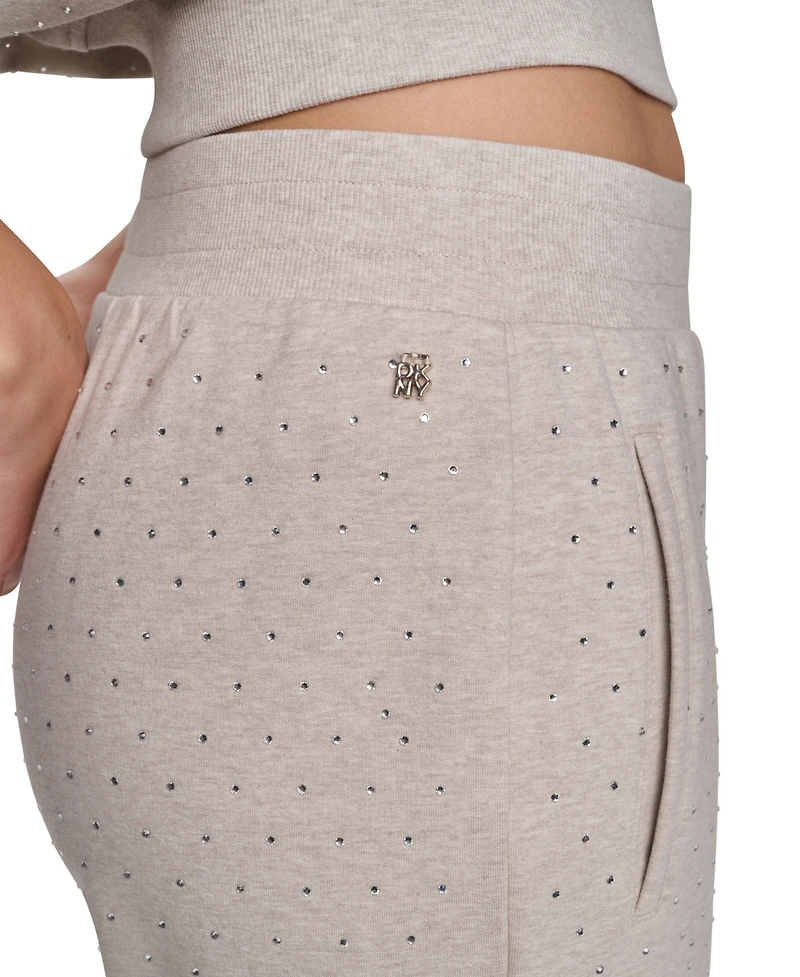 Dkny Jeans Women's Rhinestone High-Rise Jogger Pants
