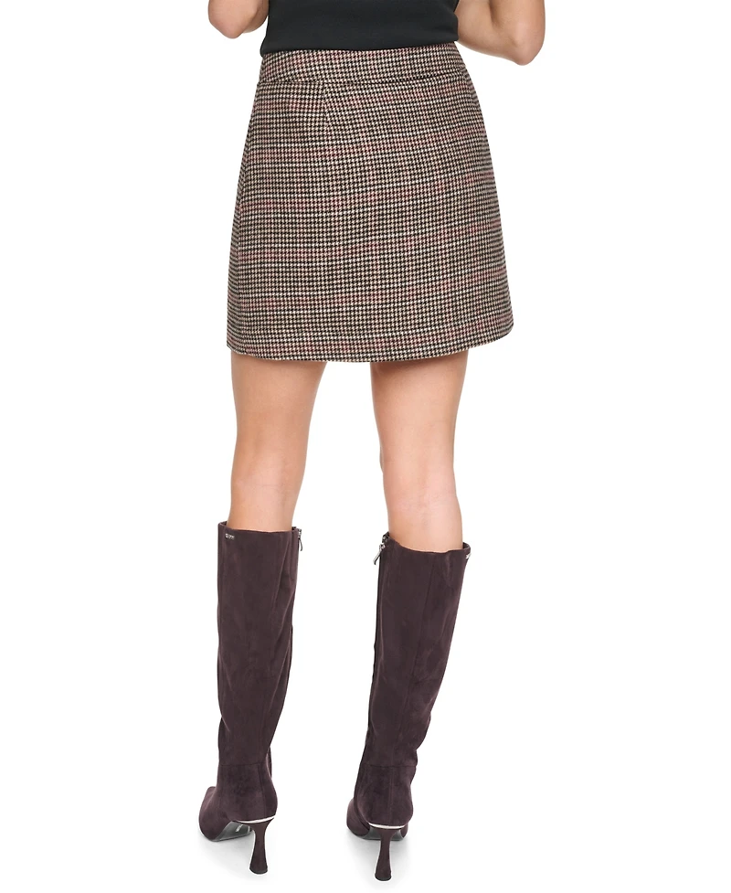 Dkny Jeans Women's Plaid High Waist Wrap Mini Skirt