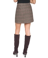 Dkny Jeans Women's Plaid High Waist Wrap Mini Skirt