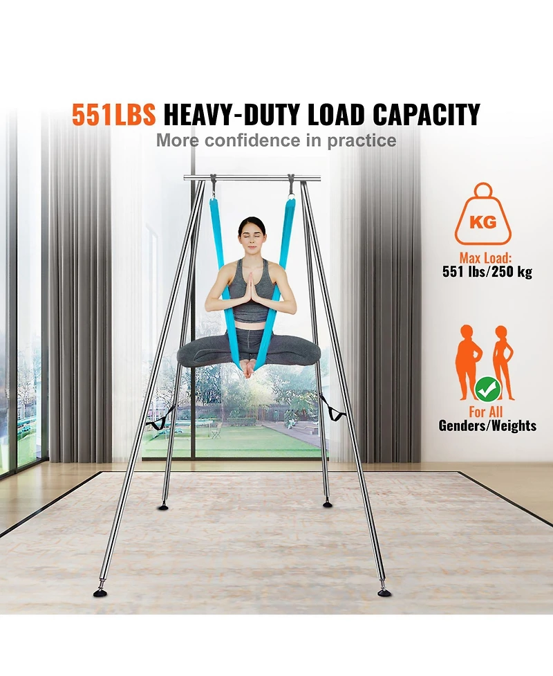 Vevor Yoga Swing Stand Hammock Aerial Silk Kit 551.15 lbs Load Yoga Frame