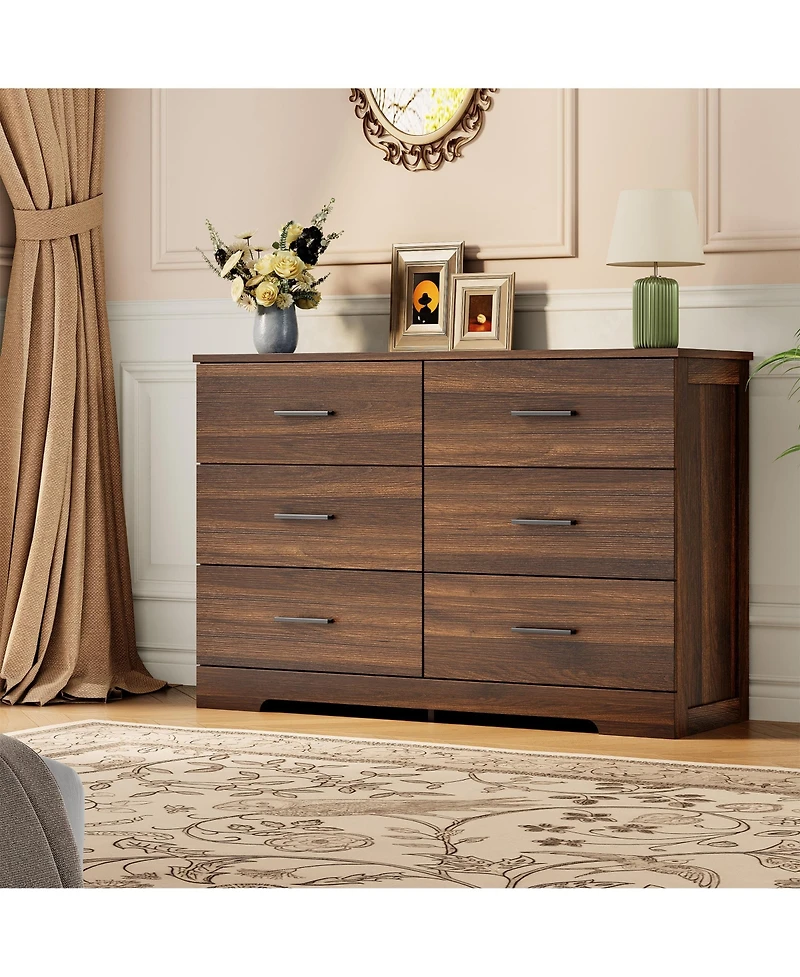 homfan 6 Drawer Dresser for Bedroom, Modern Chest of Drawers with Metal Handles, Storage Organizer Living Room, Entryway and Hallway