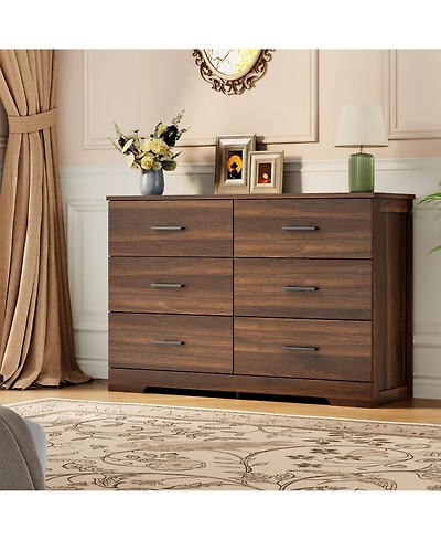 homfan 6 Drawer Dresser for Bedroom, Modern Chest of Drawers with Metal Handles, Storage Organizer Living Room, Entryway and Hallway