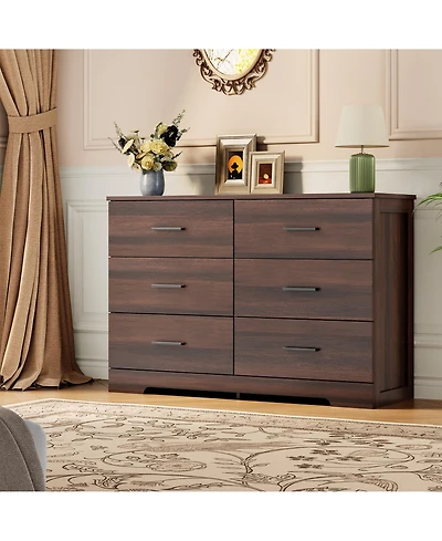 homfan 6 Drawer Dresser for Bedroom, Modern Chest of Drawers with Metal Handles, Storage Organizer Living Room, Entryway and Hallway