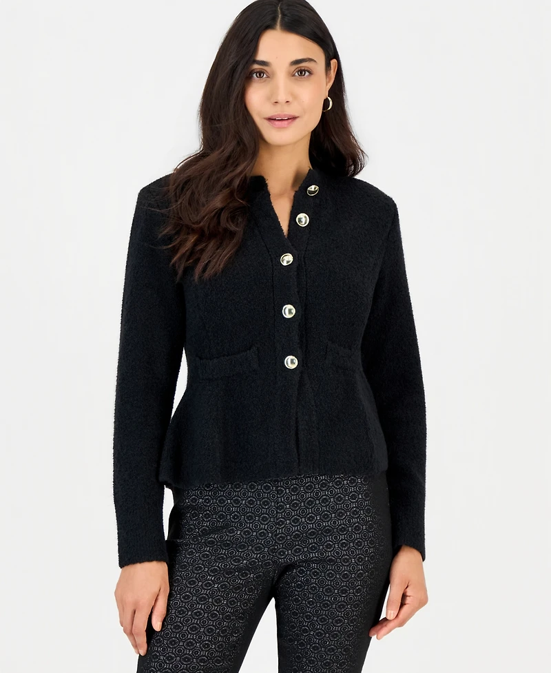 I.n.c. International Concepts Petite Peplum Crewneck Cardigan, Macy's Exclusive