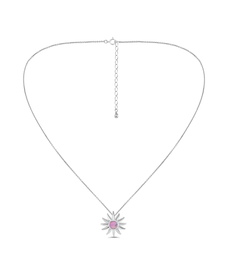 Macy's Pink Shell Inlay Fine Silver-Plated Sun Slide Necklace
