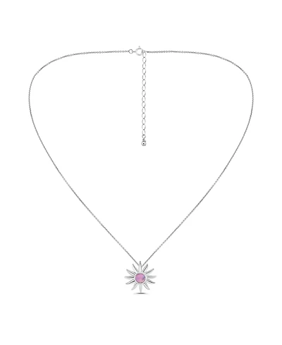 Macy's Pink Shell Inlay Fine Silver-Plated Sun Slide Necklace
