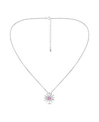 Macy's Pink Shell Inlay Fine Silver-Plated Sun Slide Necklace