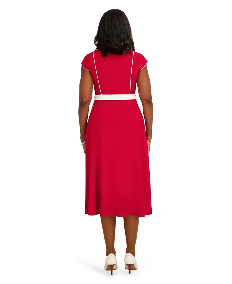 Kasper Women's Seam Bodice V-Neck Dress