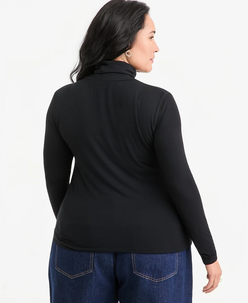 On 34th Plus Modal-Blend Mockneck Long-Sleeve Top, Macy's Exclusive
