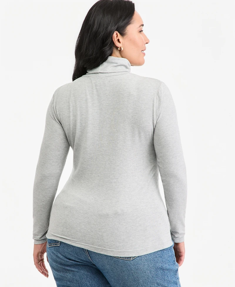 On 34th Plus Long-Sleeve Mockneck Jersey Top, Macy's Exclusive