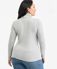 On 34th Plus Long-Sleeve Mockneck Jersey Top, Macy's Exclusive