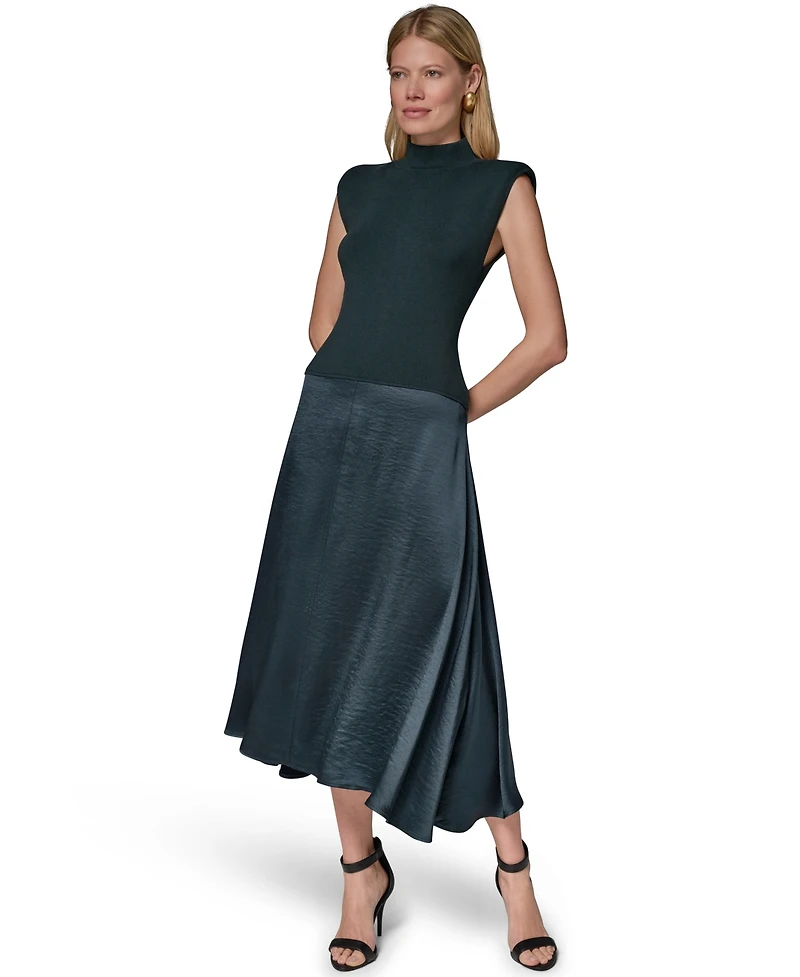 Donna Karan New York Women's Viscose Mixed Media Midi Dress