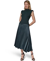 Donna Karan New York Women's Viscose Mixed Media Midi Dress
