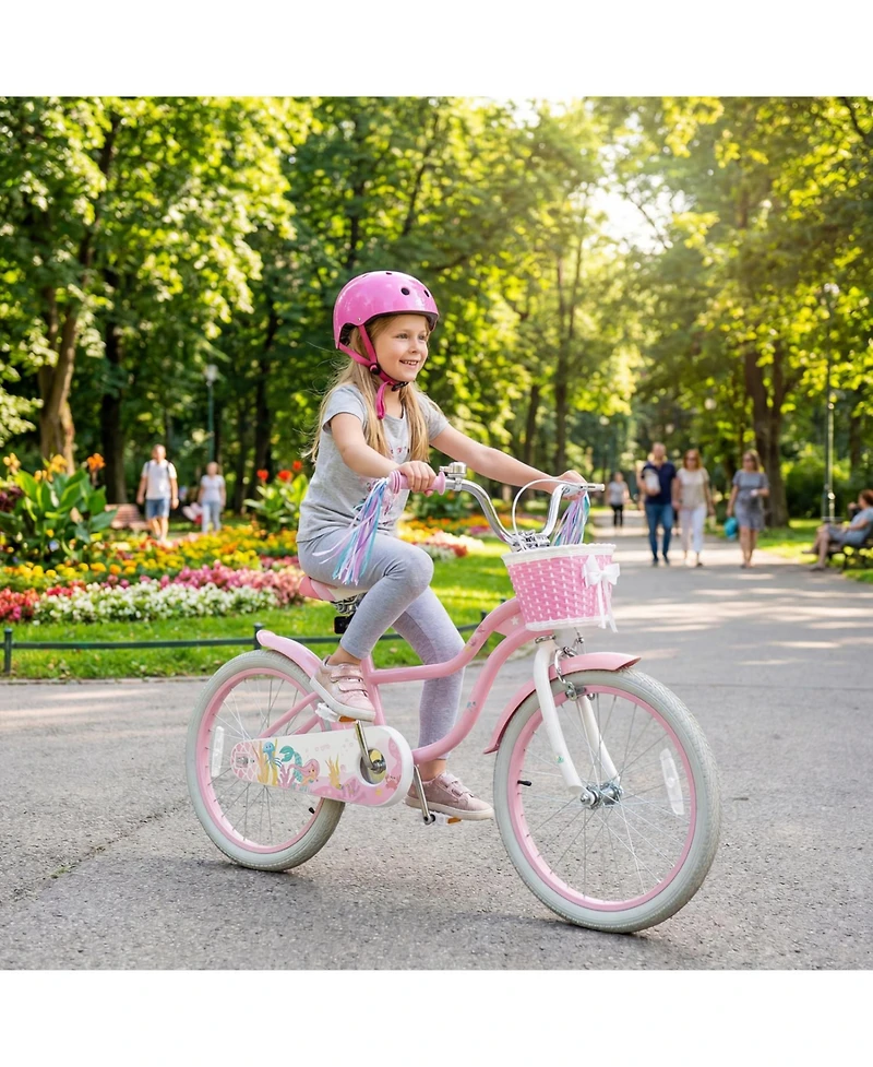 Slickblue Adjustable Kids Bike with Front Basket and Streamers for Toddlers