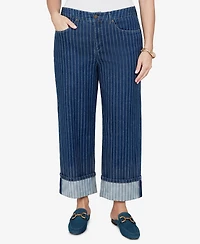 Ruby Rd. Plus Pinstripe Wide Cuff Denim Jean