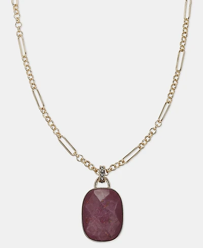Anne Klein Stone Pendant Necklace, 34" + 3" extender