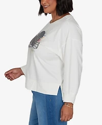 Ruby Rd. Plus Football Graphic Terry Sweatshirt