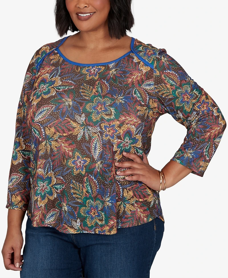 Ruby Rd. Plus Textured Floral Print Knit Top