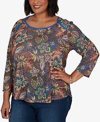 Ruby Rd. Plus Textured Floral Print Knit Top
