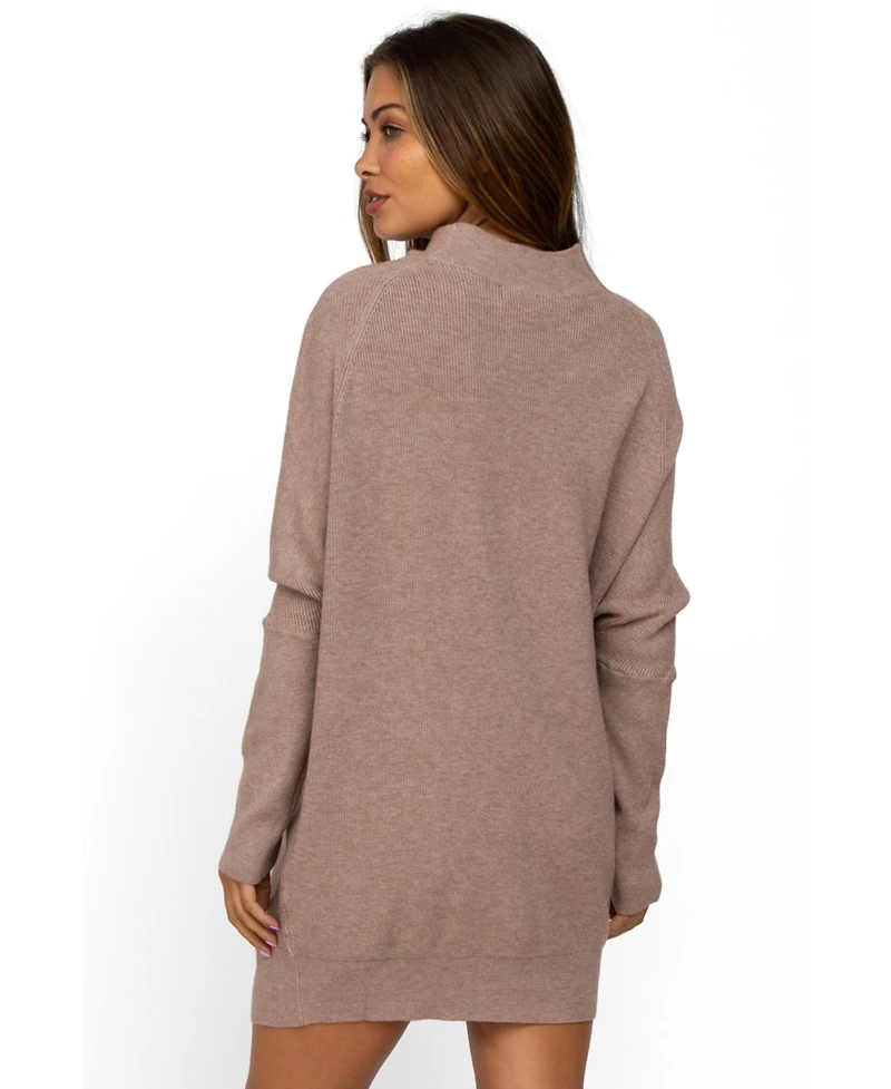 Pinkblush Women's Taupe Funnel Neck Dolman Sleeve Mini Dress
