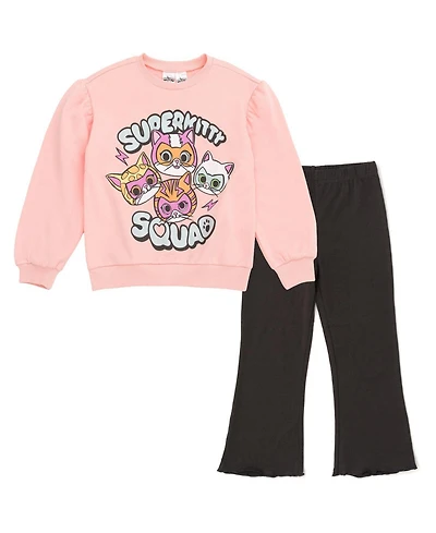 Super Kitties Girls (2T- 5T) Minnie Mouse Fleece Sweatshirt and Flare Leggings Set