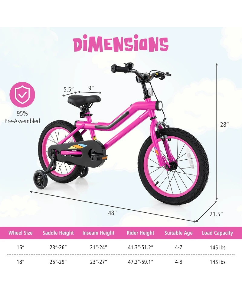 Slickblue Kids Bike with Led Lights, Training Wheels and Headlight