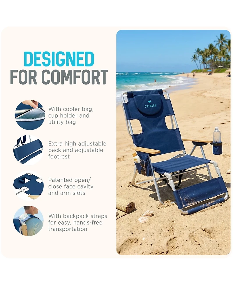 Ostrich The Woody Backpack 3N1 Chair Cooler Bag and Reclining Lounger