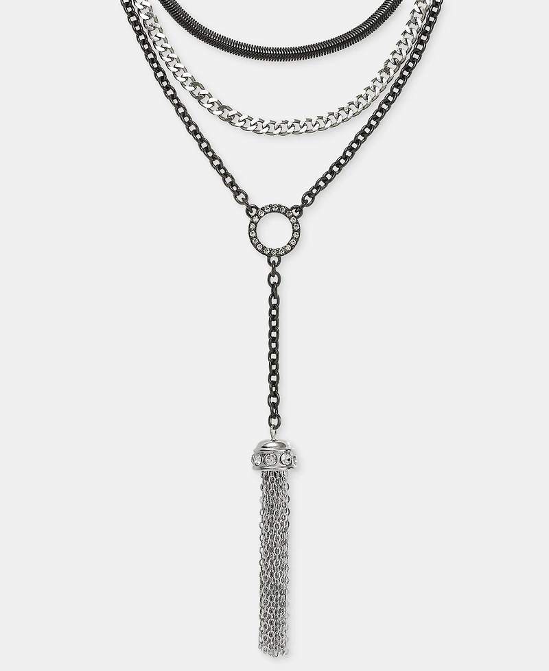 I.n.c. International Concepts Pave Chain Tassel Layered Lariat Necklace, 16-1/2" + 3" extender, Macy's Exclusive