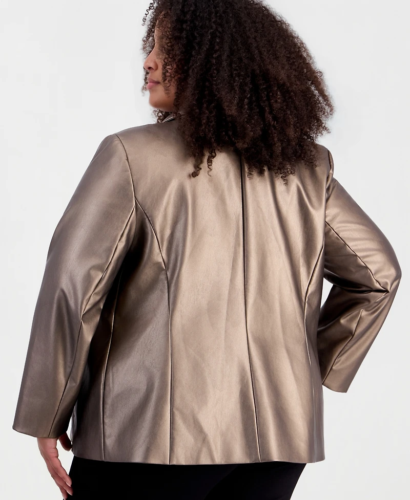 Anne Klein Plus Notch-Collar Long-Sleeve Blazer
