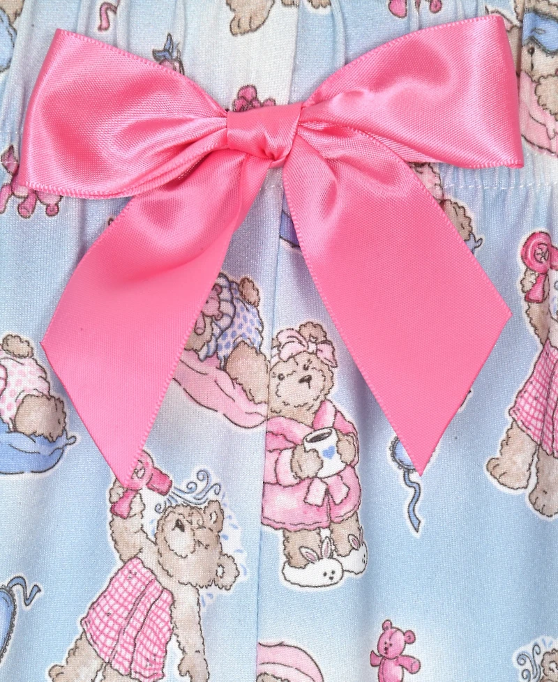 Max & Olivia Girls' 7-16 Rib Top, Milky Print Pants and Matching Scrunchie, 3-Piece Pajama Set