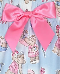 Max & Olivia Girls' 7-16 Rib Top, Milky Print Pants and Matching Scrunchie, 3-Piece Pajama Set