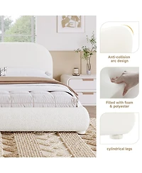 Streamdale Furniture Cream Style Fabric Upholstered Bed, Bed