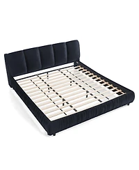 Streamdale Furniture King Size Upholstered Bed Frame with Segmented Sponge Headboard