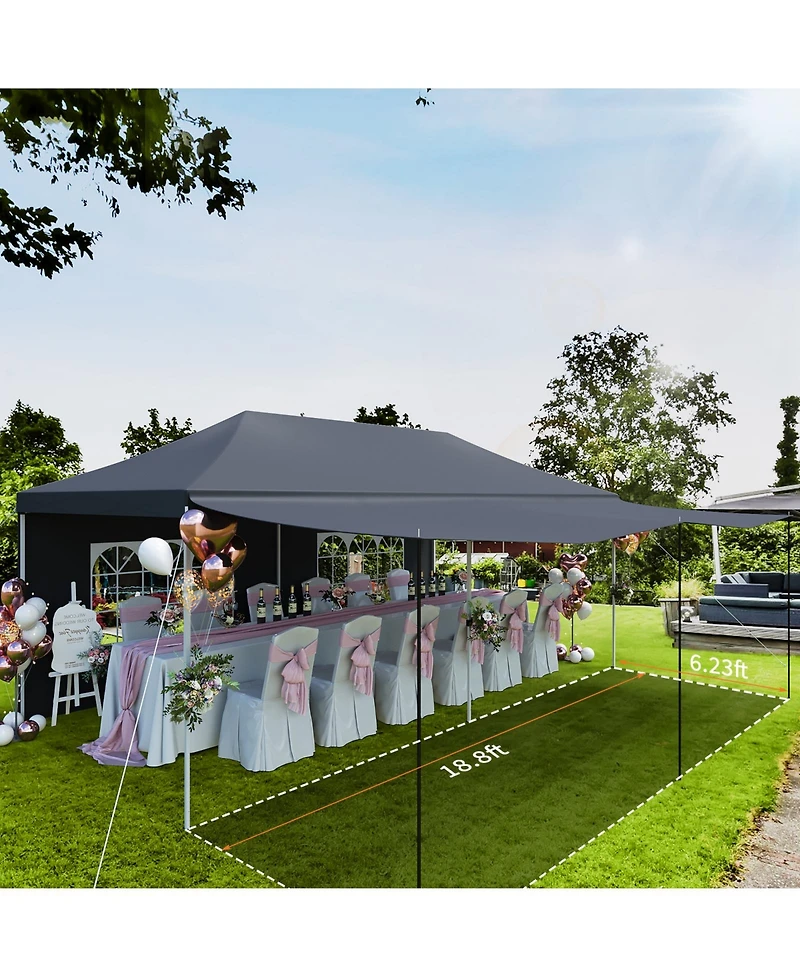 homfan 10'x20' Pop Up Canopy Tent with 5 Removable Sidewalls and Pe Windows, Waterproof, UV50, for Parties Events