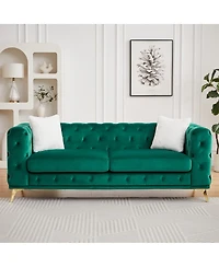 Streamdale Furniture Classic Modern 82.5" Velvet Chesterfield Sofa with Tufted Detailing